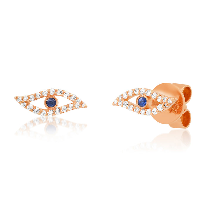 EVIL EYE SAPPHIRE STUD EARRINGS