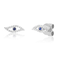 EVIL EYE SAPPHIRE STUD EARRINGS