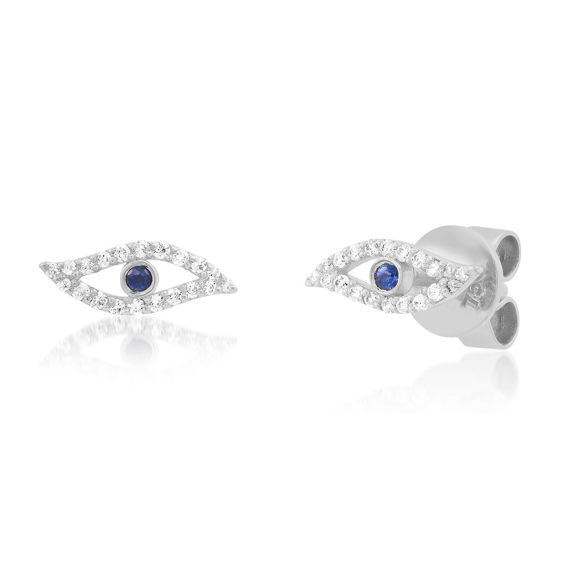 EVIL EYE SAPPHIRE STUD EARRINGS