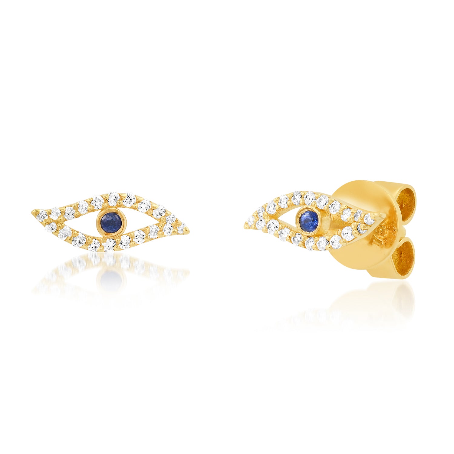 EVIL EYE SAPPHIRE STUD EARRINGS