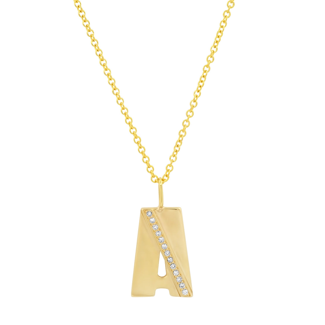 BRUSHED GOLD DIAMOND INITIAL PENDANT