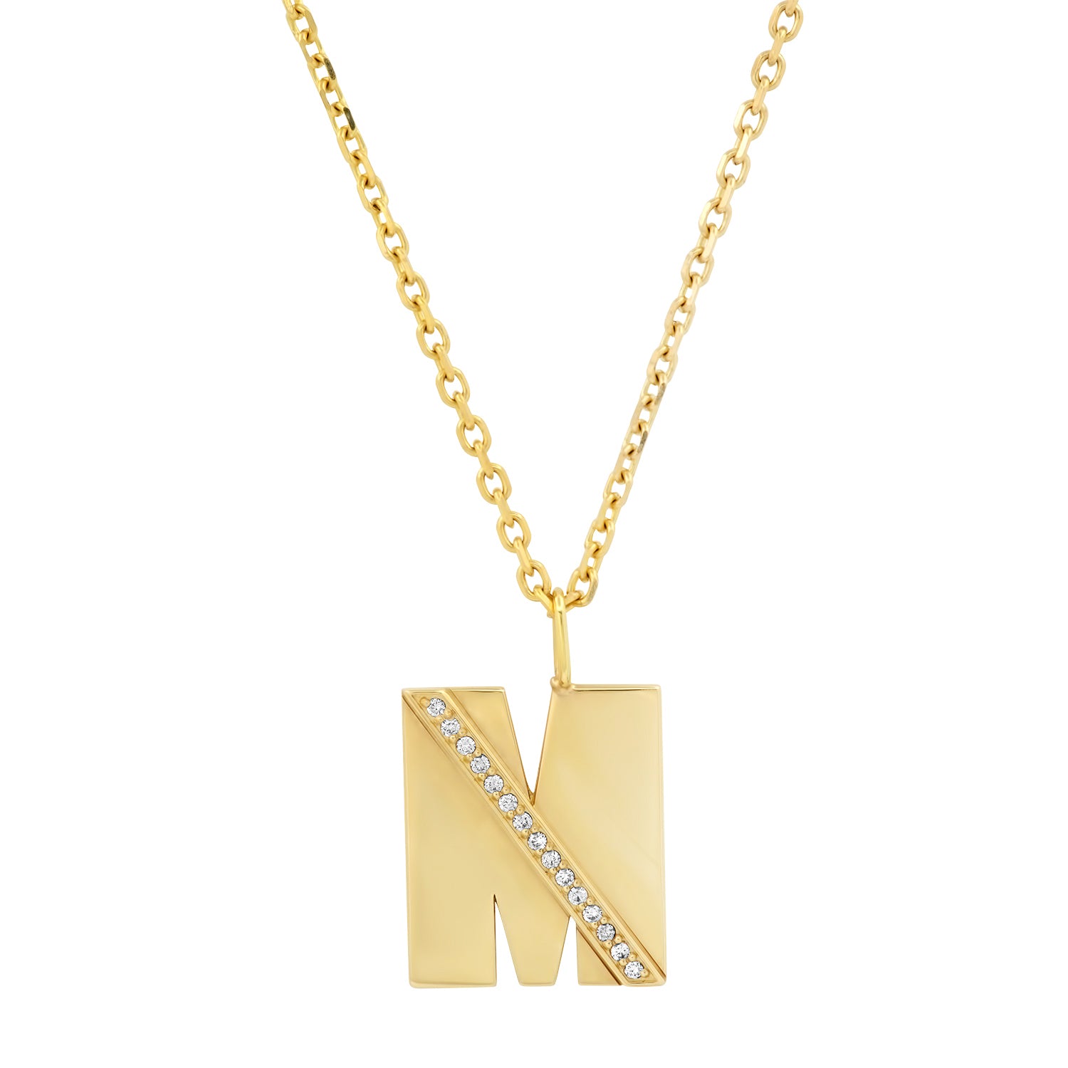 BRUSHED GOLD DIAMOND INITIAL PENDANT