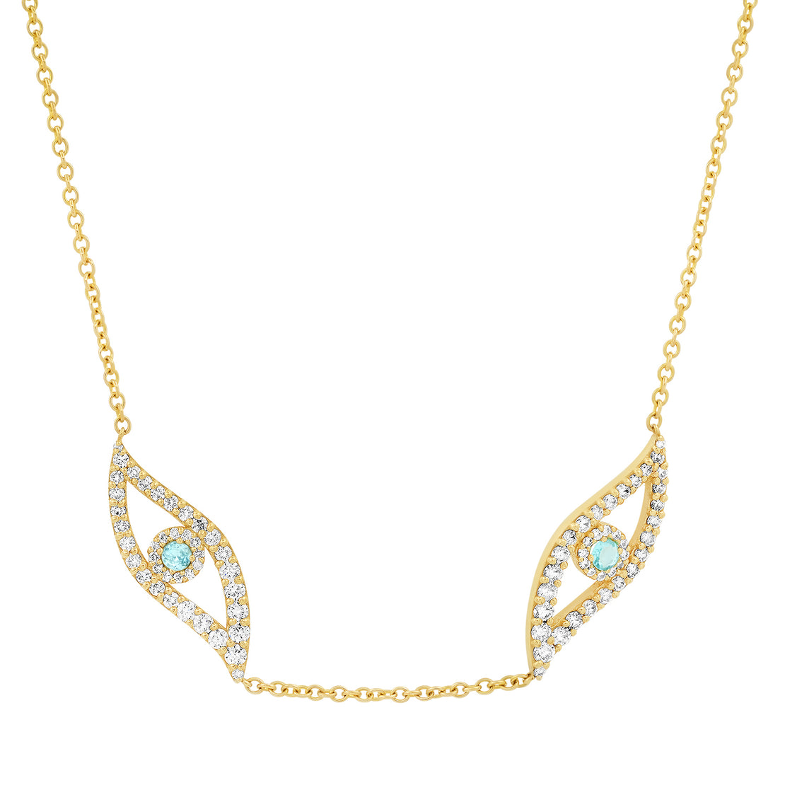 DOUBLE EVIL EYE PARAIBA NECKLACE