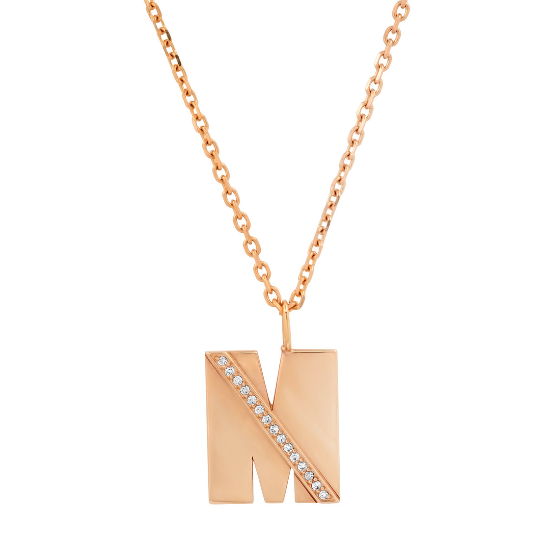 BRUSHED GOLD DIAMOND INITIAL PENDANT