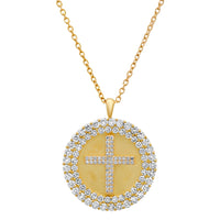 DOUBLE HALO DIAMOND CROSS PENDANT