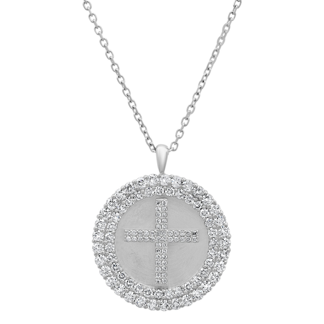 DOUBLE HALO DIAMOND CROSS PENDANT